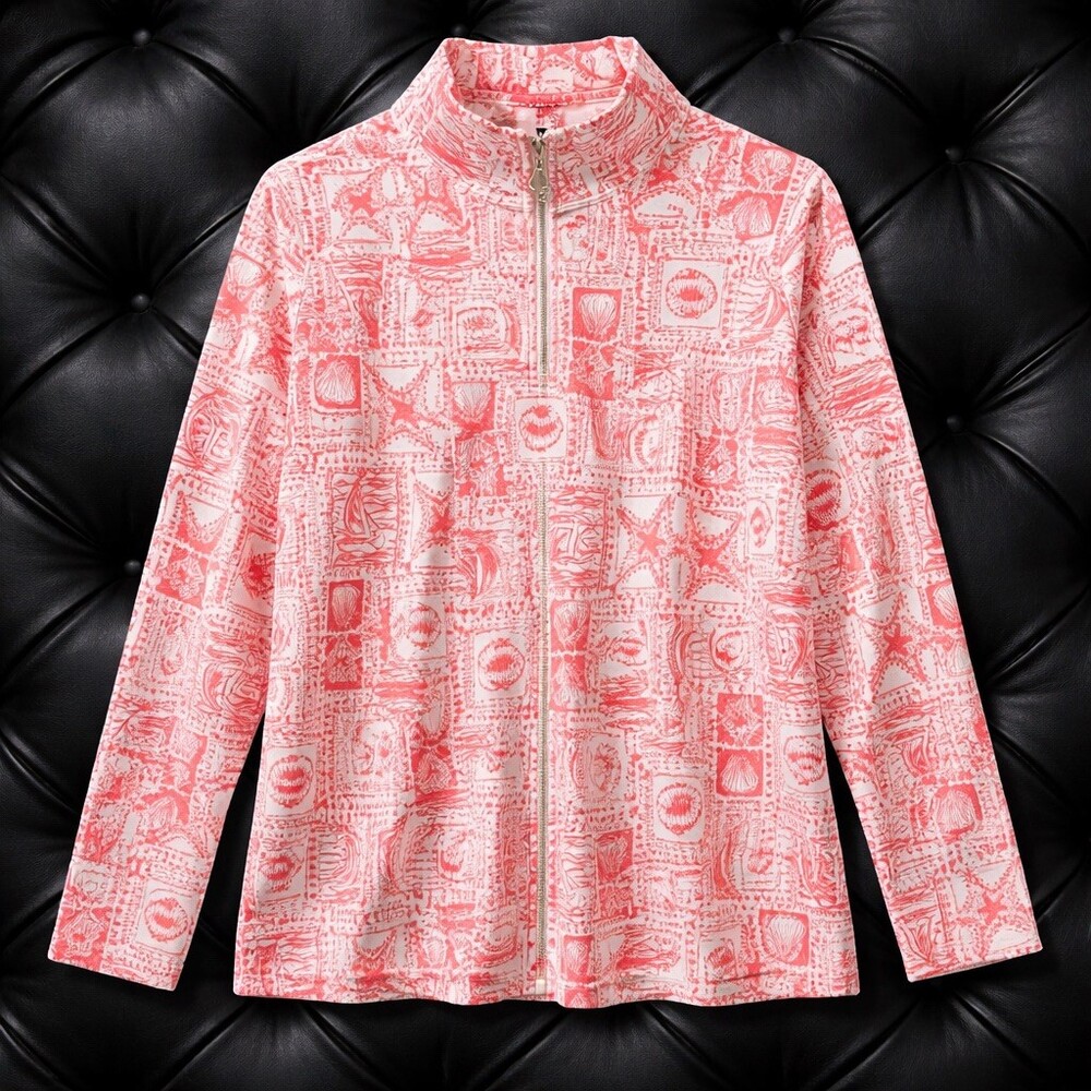 Lilly Pulitzer Skipper Popover Womens XL Red Seaside Print Half Zip Top NWT - Picture 3 of 8
